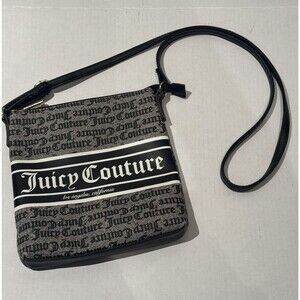 Juicy Couture Label Big Logo Gothic Pattern black Handbag Purse Crossbody Y2K